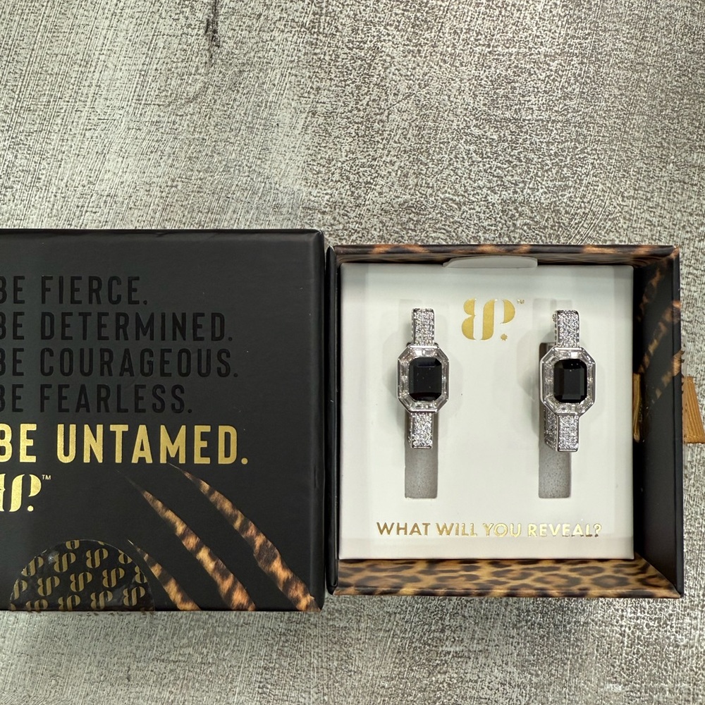 BP Be Untamed Bound By Style Silver and Black Earrings